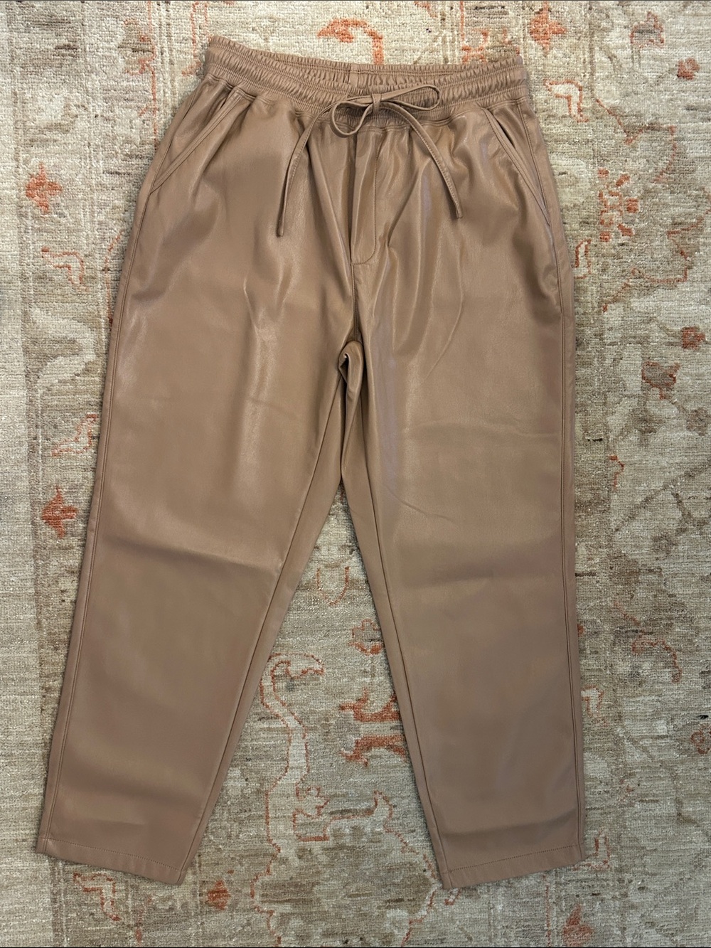 MELISSA NEPTON Faux Leather Jogger Pants - Mauve Taupe